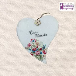 Tabliczka drewniana w kształcie serca ,,Dzień Dziadka'' - 18 x 20 cm